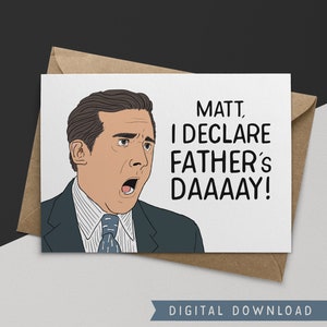 KOOP 1 KRIJG 1 GRATIS! Vaderdagkaart – direct downloaden – The Office Gift – grappige wenskaart – Happy Dad Day –Wenskaarten –Kaart voor papa