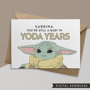 COMPRE 1 LEVE 1 DE GRAÇA! Cartão de aniversário para impressão - Download instantâneo - Presente do bebê Yoda - Cartão de aniversário engraçado - Cartão de feliz aniversário - Cartão de felicitações