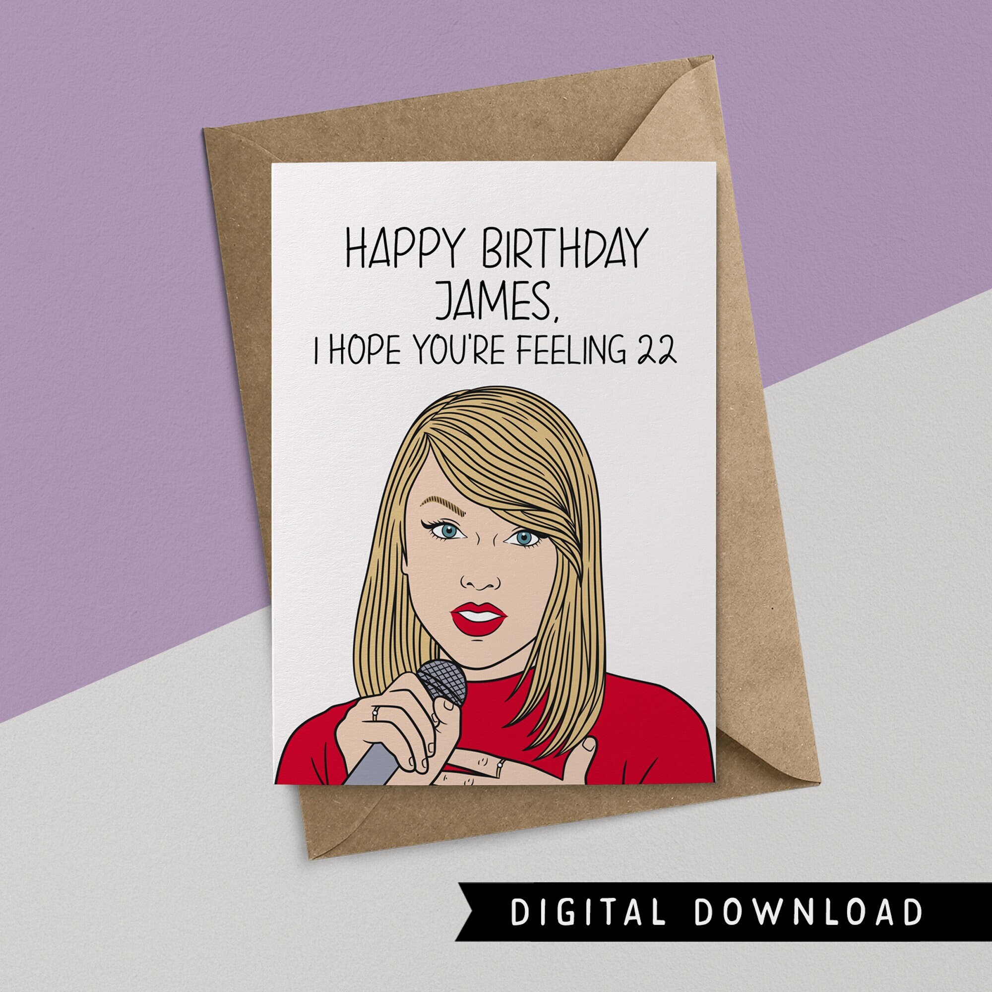 BUY 1 GET 1 FREE Printable Birthday Card Instant Download Taylor Swift ...