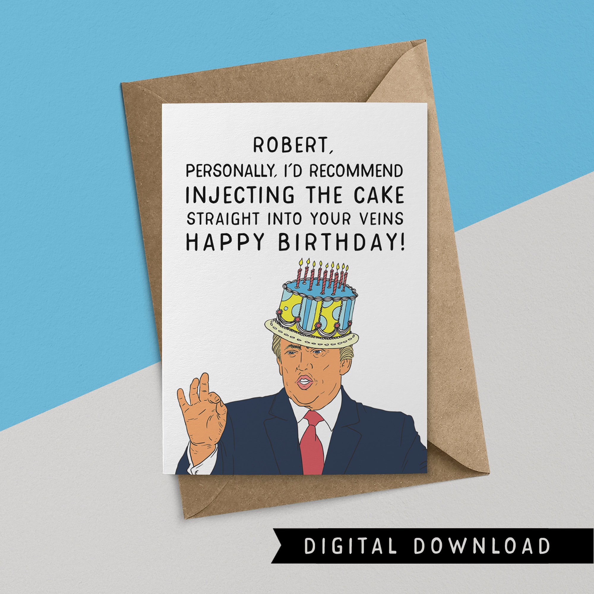 BUY 1 GET 1 FREE Printable Birthday Card Instant Download Donald Trump ...