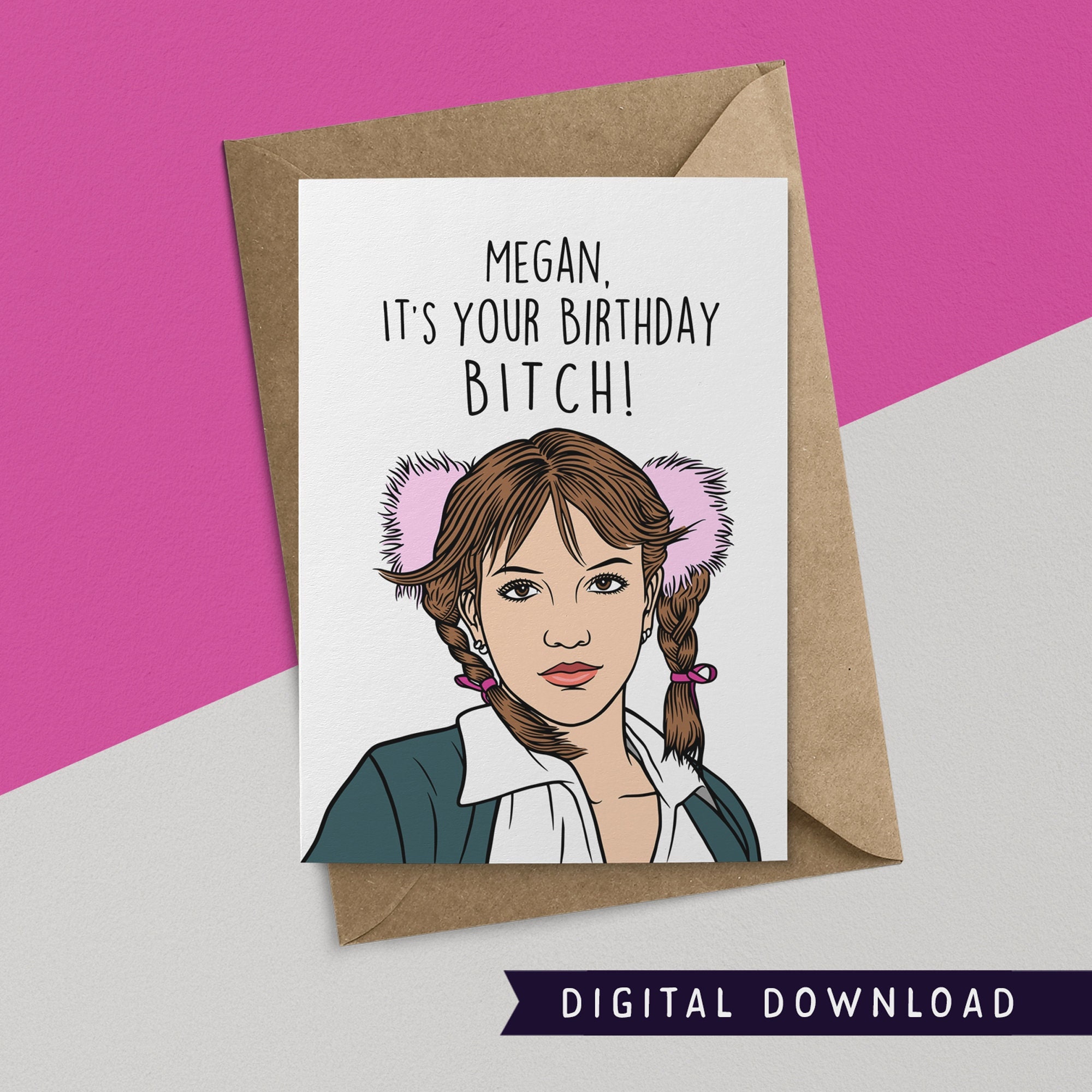 BUY 1 GET 1 FREE Printable Birthday Card Instant Download Britney ...