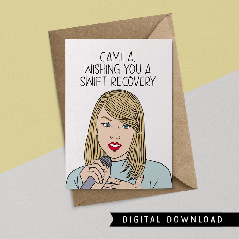 BUY 1 GET 1 FREE Printable Get Well Card Instant Download Taylor Swift Gift Funny Recovery Card Happy Birthday Card Greeting Cards image 1