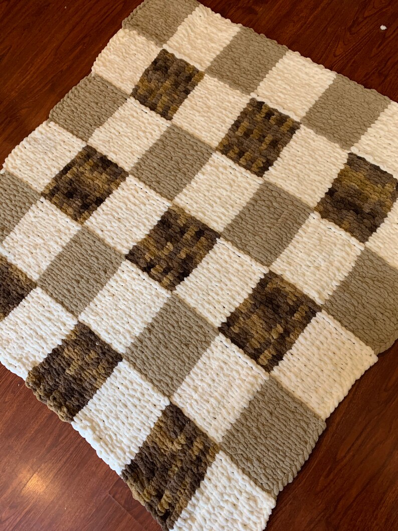 Chunky Hand Crochet Blanket Finger Knitted Custom Made Comfy Etsy