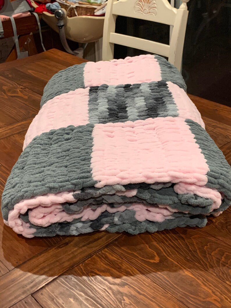 Chunky Hand Crochet Blanket Finger Knitted Custom Made Comfy Etsy