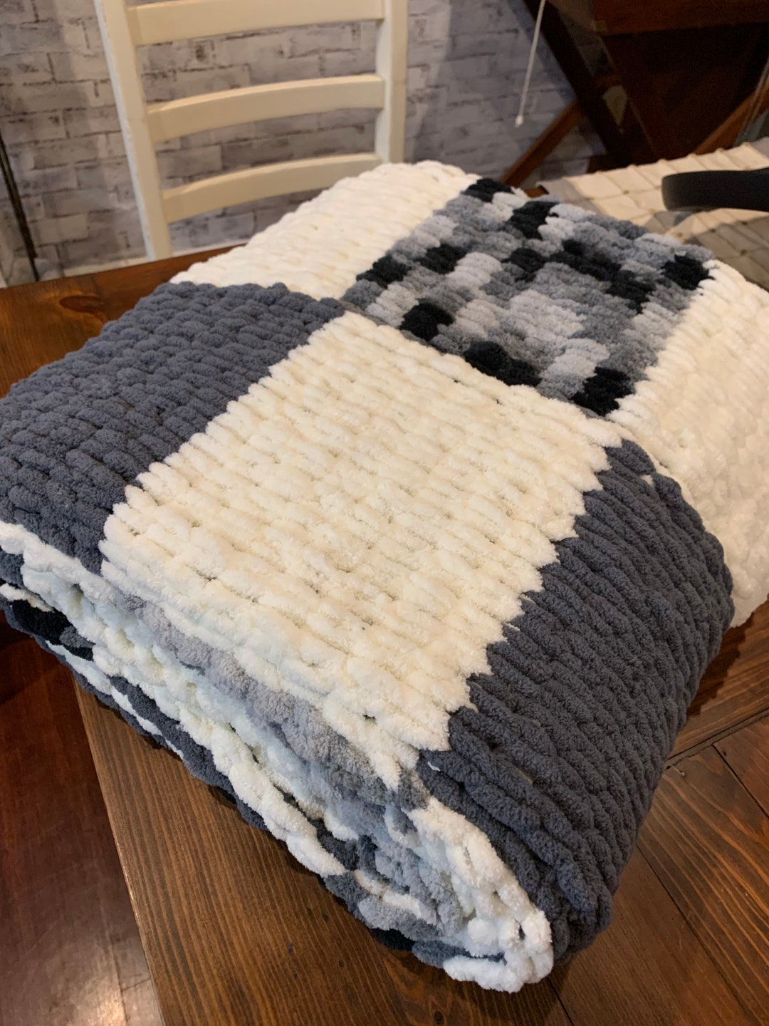 Chunky Hand Crochet Blanket Finger Knitted Custom Made Comfy Etsy