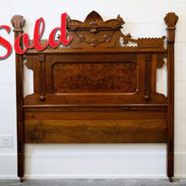 SOLD OUT!! Do not purchase. This item is no longer available. Antique Victorian Eastlake Double Bed