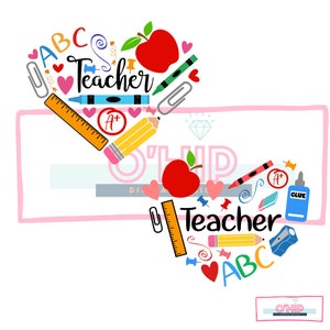 Lehrer Herz SVG, Lehrer Sublimation, Lehrer SVG, zurück in der Schule, Lehrer Geschenk, Lehrer Shirt svg, Schulbedarf svg, Cricut Cut Datei