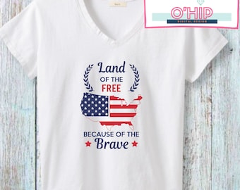 America SVG PNG, Land Of The Free Because Of The Brave Svg, 4th of July Shirt Svg, Independence day Cricut Svg, Patriotic Svg, USA Svg