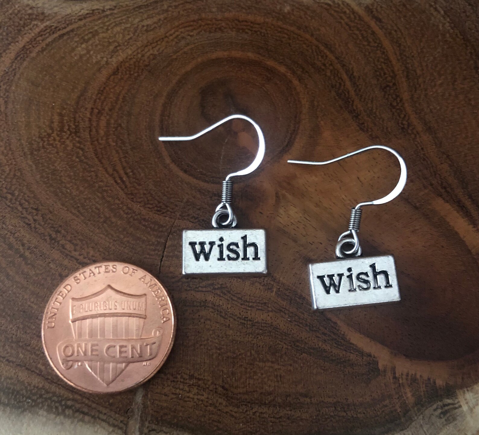 Wish Charm Earrings Inspirational Earrings Etsy