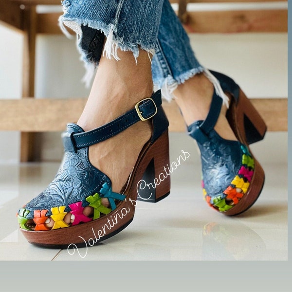 Mexican wedges//High heel huarache//Mexican huarache//Mexican wedge sandal//Mexican heels// Huaraches Mexicanos