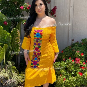 Ximena’s Dress - Mexican Embroidered Bodycon Dress. Mexican Party Dress