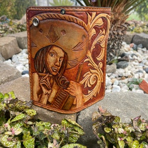 Tooled leather wallet-Leather Biker Skull Wallet, Bandit Wallet, Sugar Skull Cowboy Wallet