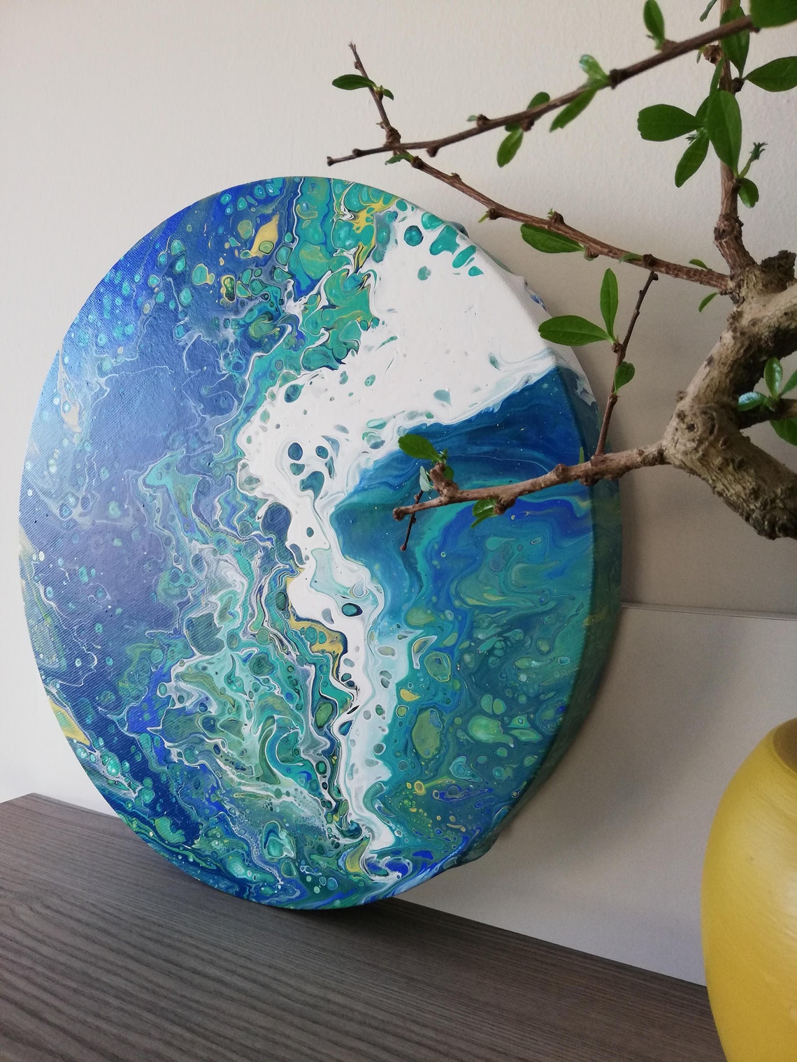 Abstract Acrylic Painting on Round Canvas Handmade and Etsy