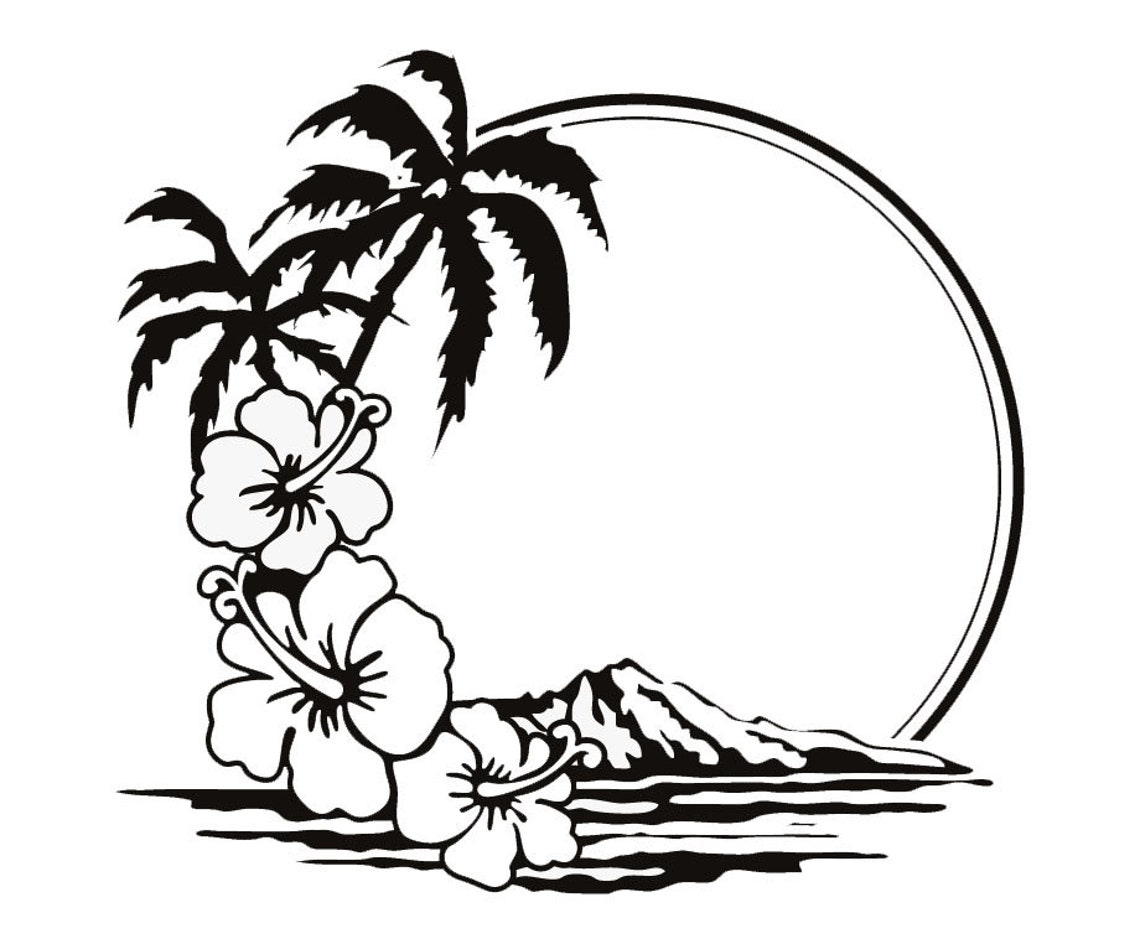 Hawaiian Flower Scene SVG Cut File Etsy