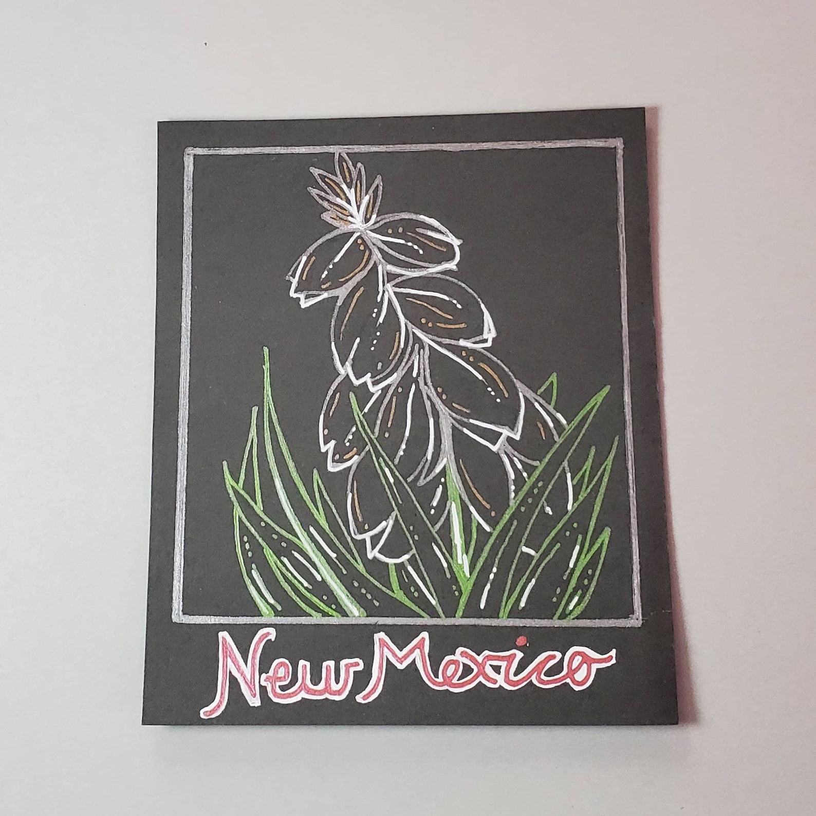 New Mexico State Flower Yucca Flower Drawing in metallic Etsy