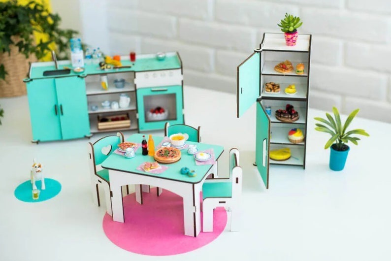 Kitchen Set Furniture Barbie Furniture Set Accessories Doll | Etsy