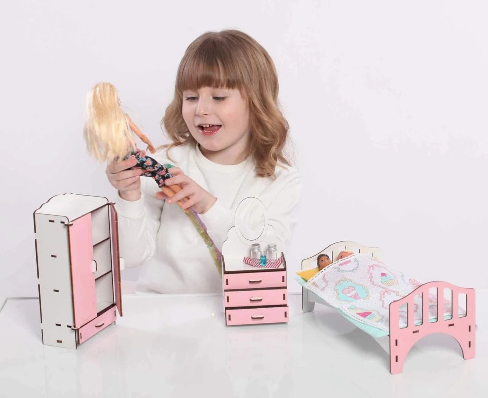 Bedroom set furniture for barbie Furniture bedroom dolls Etsy