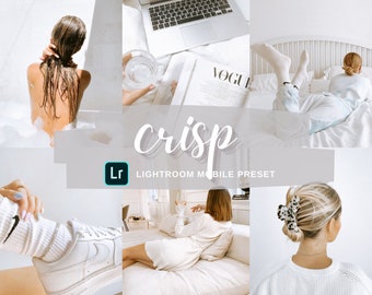 Paquete de 4 presets nítidos de Lightroom para móviles / Filtros fotográficos brillantes y limpios