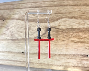 Pendientes de sable de luz de Kylo Ren inspirados en la espada de cosplay de ciencia ficción de Star Wars hechos a mano, lindas ideas de regalo para ella y él
