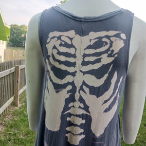 Skeleton and Bones Bleache Dyed Tank Top- M