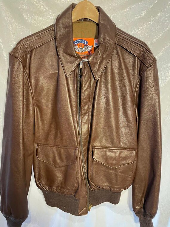 A-2 Brown Cooper Sportswear Bomber Jacket Size 42R Excellent