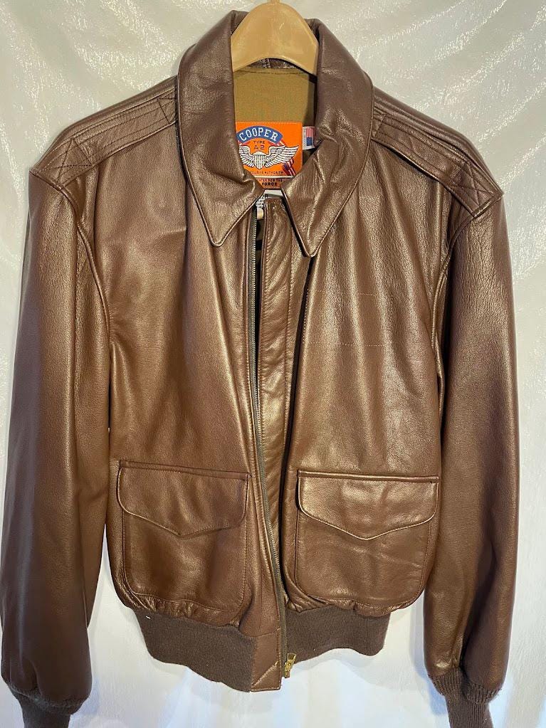 80s〜　COOPER type A-2 flight jacket サイズXL Vintage Cooper Type A-2 Leather Flight Jacket 44 or Large