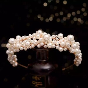 Sapphine - bridal pearl headband, wedding headband crown, pearl headband.