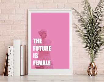 El futuro es cartel femenino, cartel impreso de arte pop, arte de pared imprimible, citas imprimibles, cartel feminista, citas feministas, póster de motivación