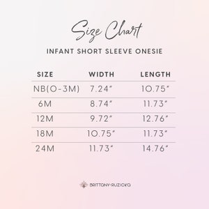 K&ouml;nnte beinhalten: Gr&ouml;&szlig;entabelle f&uuml;r Baby-Bodys mit kurzen &Auml;rmeln. Die Tabelle zeigt die Gr&ouml;&szlig;en von Neugeborenen bis 24 Monate mit den entsprechenden Breiten- und L&auml;ngenma&szlig;en in Zoll.