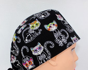 Cat Skeletons Medical Handmade Cotton Scrub Cap for Women