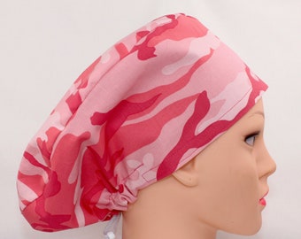 Pink Camo Cotton Handmade Lined Euro Toggle Bonnet for Women