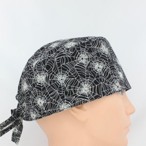 Halloween Scrub Cap, Spiderweb Glow in the Dark Mens Scrub Cap, Mens Medical Cap.   Enjoy FREE shipping when you spend 35 dollars or more!