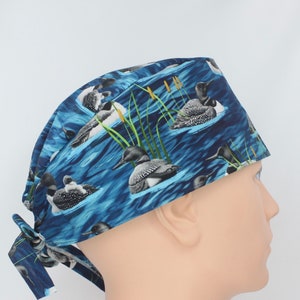 Ducks in the Water Mens Handmade Cotton Scrub Cap, Veterinarian, Veterinary, Surgeon, Doctor, OR, Medical, Nurse, Pediatrician, Wildlife
