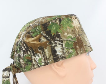 Woods Camo Cotton 3.5" tall Handmade Scrub Cap for Men