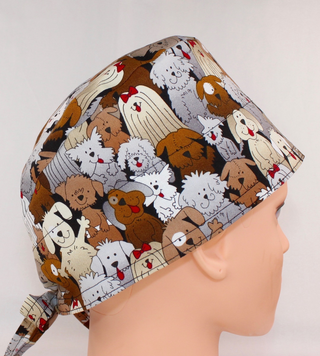 Brown Dogs Medical Doctor Scrub Cap, Surgical Cap, Nurse Cap