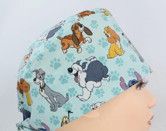 Cartoon Dogs Cotton Handmade Medical Scrub Cap for Women