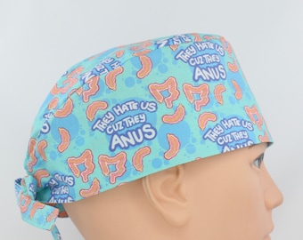 They Hate Us Aqua Color Handmade Cotton 3.5" tall Scrub Cap for Men