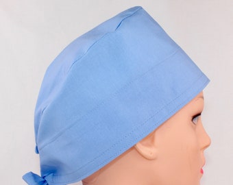 Light Blue Cotton 4.5" tall Handmade Scrub Cap for Women