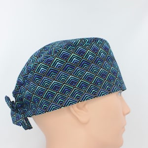 Shades of Blue with Gold Accent Mens Scrub Cap, Mens OR Cap, Medical Cap.   Enjoy FREE shipping when you spend 35 dollars or more!
