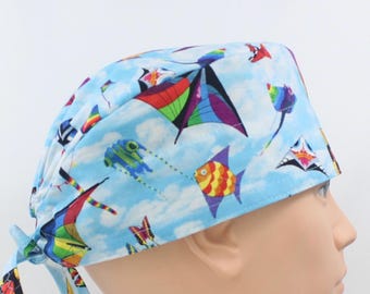 Kites Cotton 3.5" tall Handmade Scrub Cap for Men