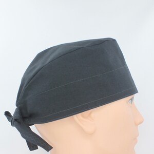 Very Dk. Gray Solid Color Mens Scrub Cap, Mens OR Cap, Medical Cap, Doctor Cap.   Enjoy FREE shipping when you spend 35 dollars or more.