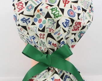 Mahjong Pferdeschwanz Baumwolle handgemachte Scrub Cap für Damen