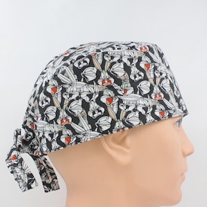 Cartoon Mens Scrub Cap, Mens OR Cap, Medical Cap, Doctor Cap, Tie Cap.   Enjoy FREE shipping when you spend 35 dollars or more!