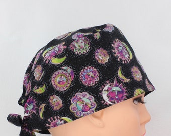 Sun Moon Celestial Handmade Cotton Nurse Hat for Women