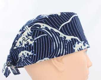 Waves Cotton 3.5" tall Handmade Scrub Cap for Men