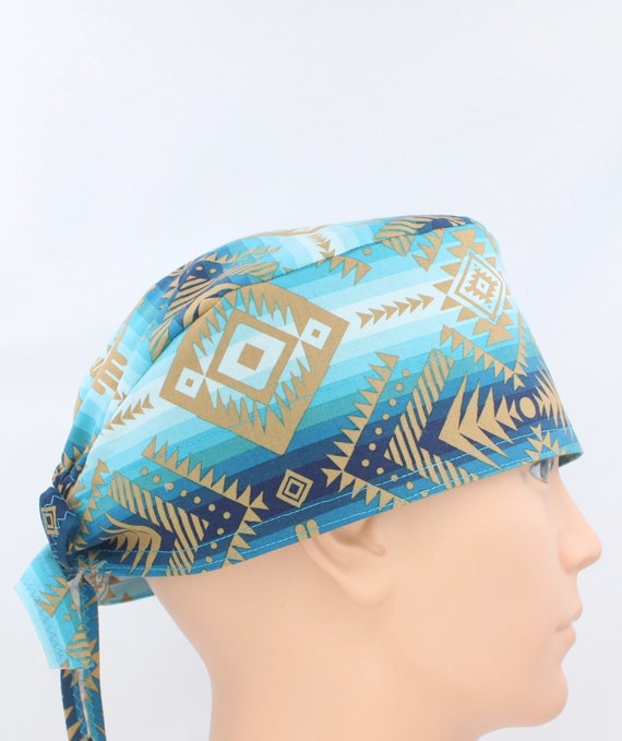 Tan and Turquoise Men\'s Cap aqua-tan-fitted-two-toned-  main image 2
