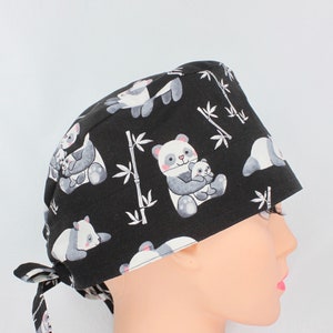 Gorro de exfoliación de pandas y bambú: gorro médico de algodón hecho a mano