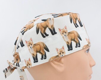 Gorro quirúrgico Fox Cotton de 8,9 cm de altura, hecho a mano para hombre.