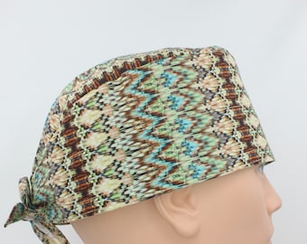 Pattern Cotton 3.5" tall Handmade Scrub Cap for Men