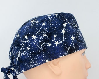 Constellations Glow in the Dark Cotton 3.5" tall Handmade Scrub Cap for Men